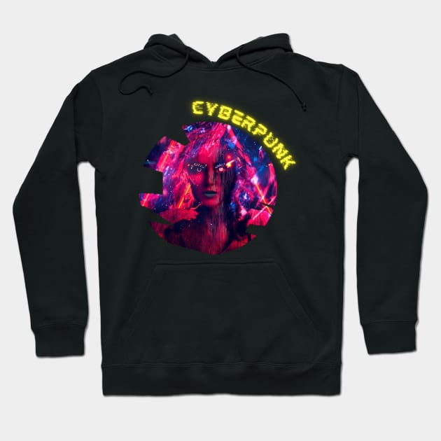 Cyberpunk Futuristic Neon Glitch Hoodie by pawsitronic